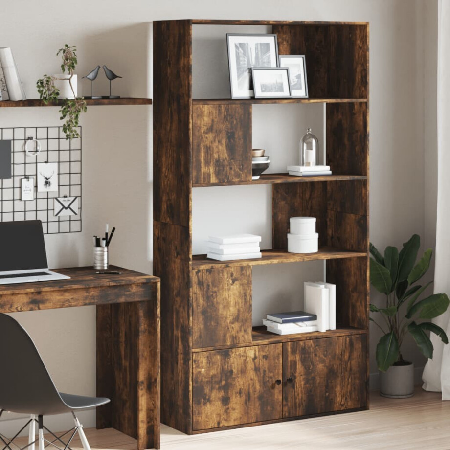 vidaXL Boekenkast 100x36x189 cm bewerkt hout gerookt eikenkleurig afbeelding 1
