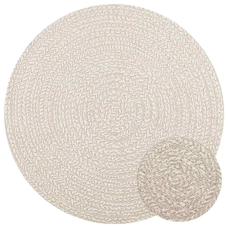 vidaXL Vloerkleed ZIZUR crème binnen en buiten Ø 120 cm jute look afbeelding 1