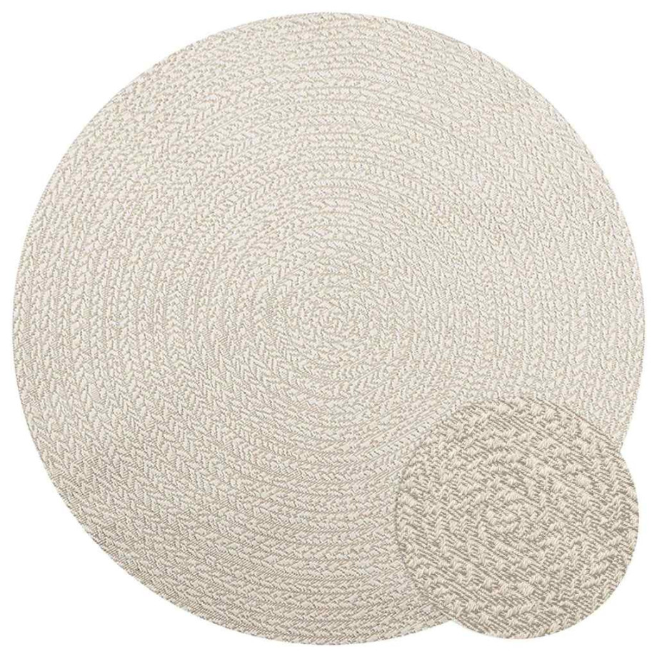 vidaXL Vloerkleed ZIZUR crème binnen en buiten Ø 160 cm jute look afbeelding 1
