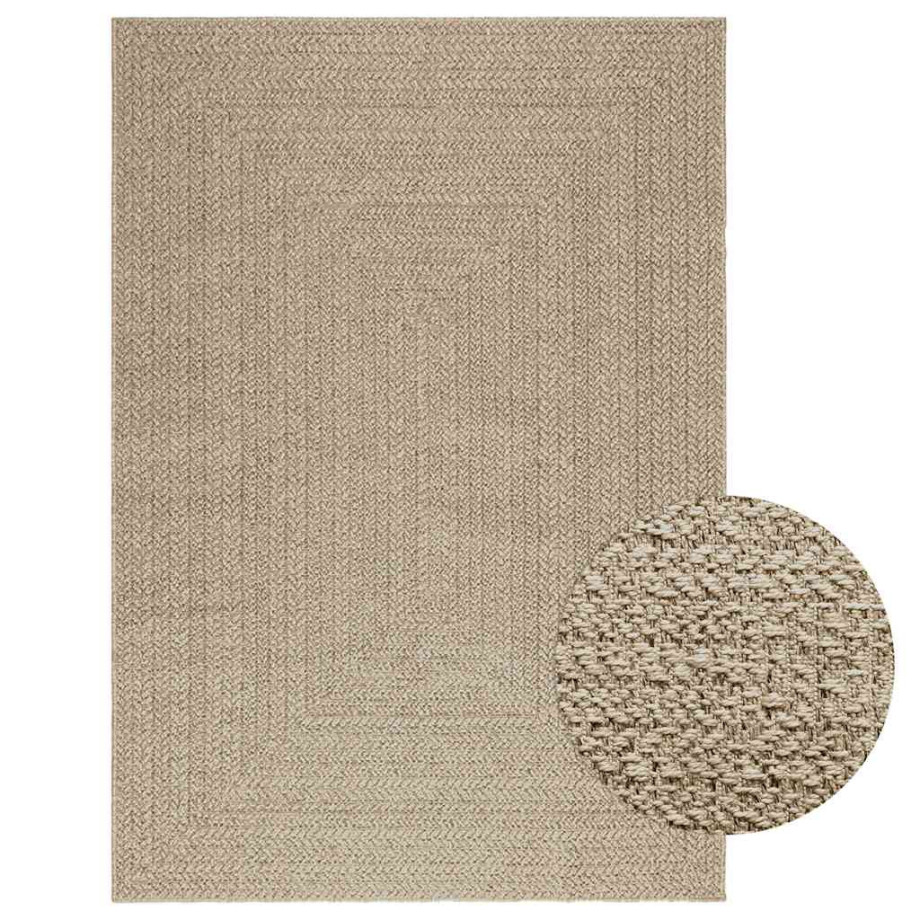 vidaXL Vloerkleed ZIZUR beige binnen en buiten 140x200 cm jute look afbeelding 1