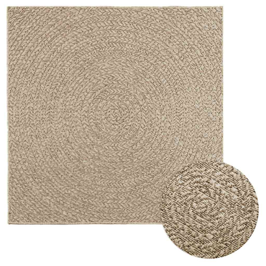 vidaXL Vloerkleed ZIZUR beige binnen en buiten 120x120 cm jute look afbeelding 1