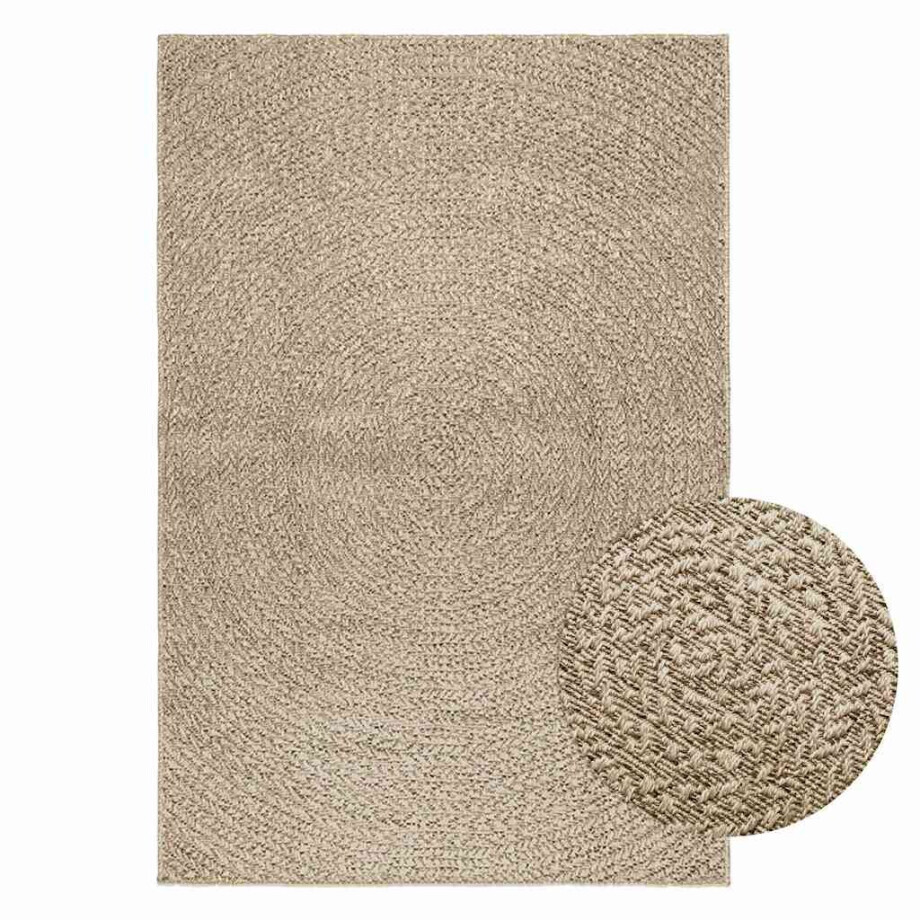 vidaXL Vloerkleed ZIZUR beige binnen en buiten 120x170 cm jute look afbeelding 1