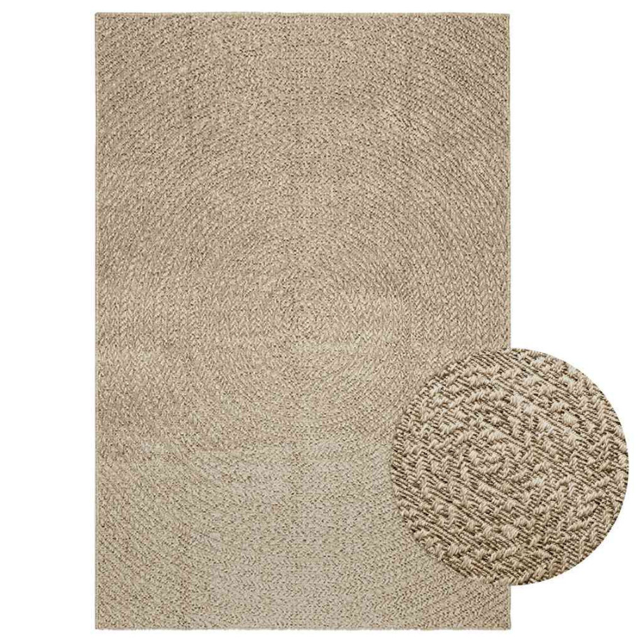 vidaXL Vloerkleed ZIZUR beige binnen en buiten 140x200 cm jute look afbeelding 1