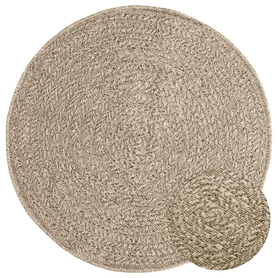 vidaXL Vloerkleed ZIZUR beige binnen en buiten Ø 90 cm jute look afbeelding 1
