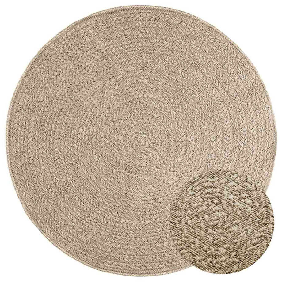 vidaXL Vloerkleed ZIZUR beige binnen en buiten Ø 120 cm jute look afbeelding 1