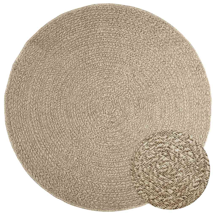 vidaXL Vloerkleed ZIZUR beige binnen en buiten Ø 160 cm jute look vidaXL Vloerkleed ZIZUR beige binnen en buiten Ø 160 cm jute look afbeelding 1