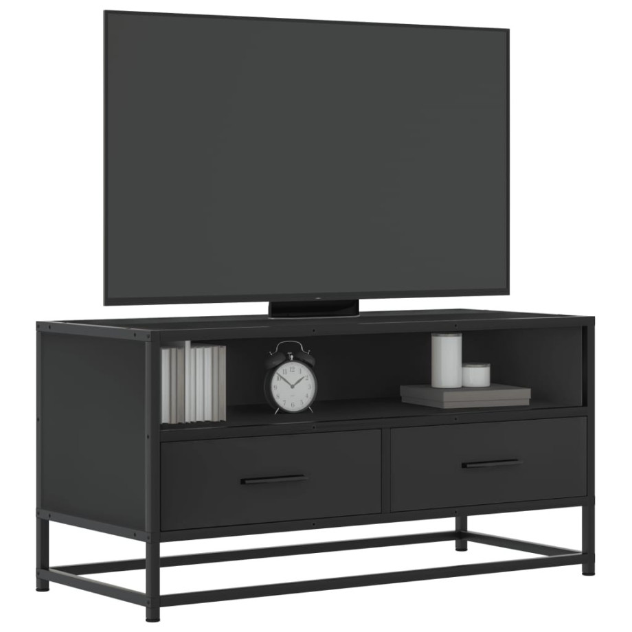 vidaXL Tv-meubel 80x34,5x40 cm bewerkt hout en metaal zwart afbeelding 1