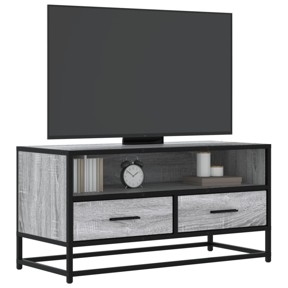 vidaXL Tv-meubel 80x34,5x40 cm bewerkt hout metaal grijs sonoma eiken afbeelding 1