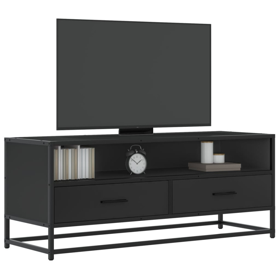 vidaXL Tv-meubel 100x34,5x40 cm bewerkt hout en metaal zwart vidaXL Tv-meubel 100x34,5x40 cm bewerkt hout en metaal zwart afbeelding 1