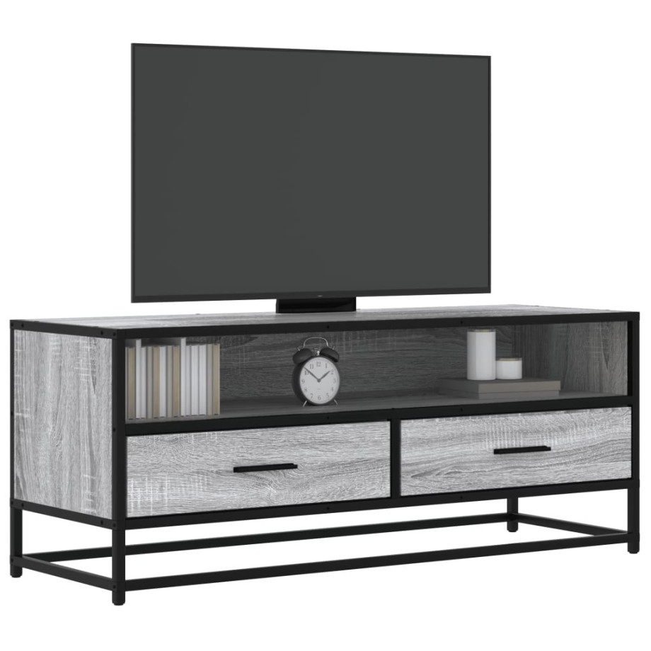 vidaXL Tv-meubel 100x34,5x40 cm bewerkt hout metaal grijs sonoma eiken afbeelding 1