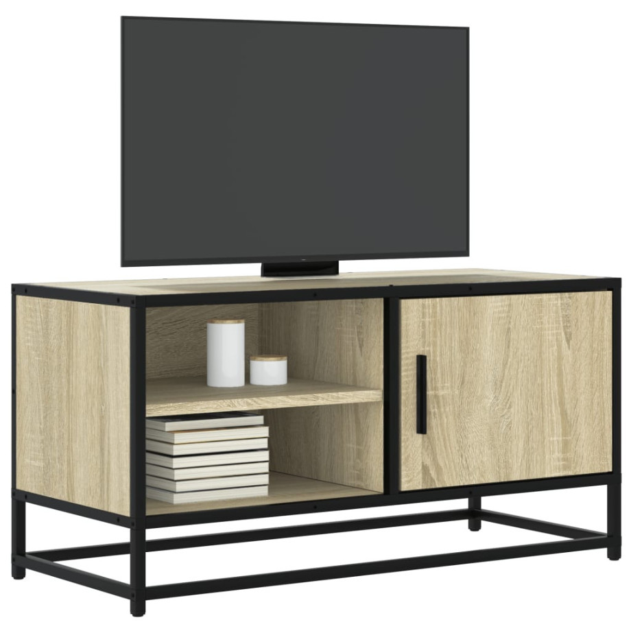 vidaXL Tv-meubel 80x34,5x40 cm bewerkt hout metaal sonoma eikenkleurig afbeelding 1