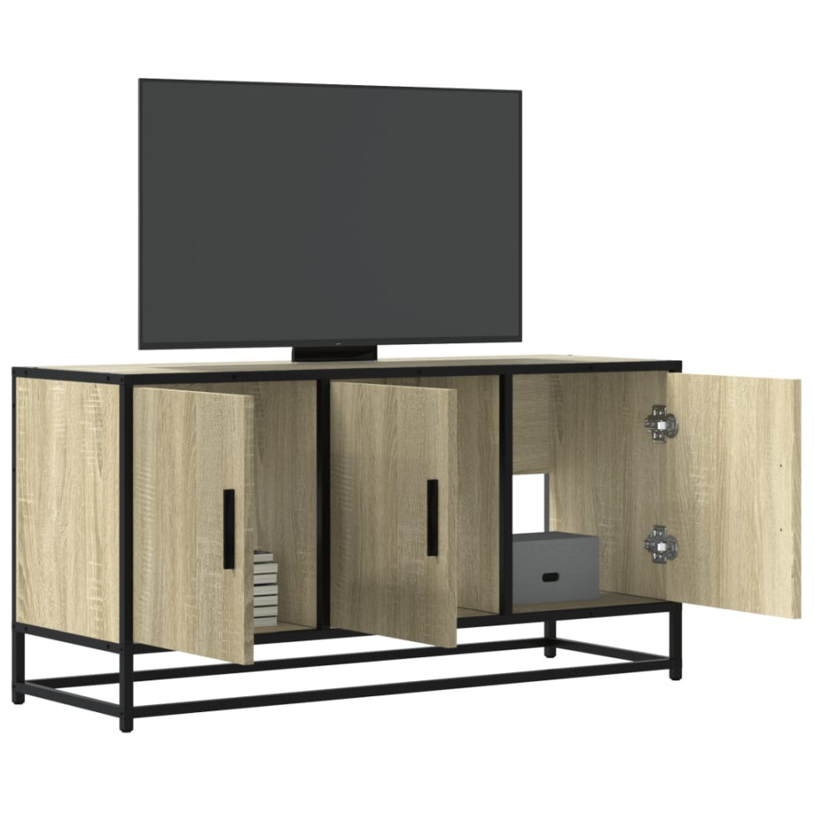 vidaXL Tv-meubel 100x35x50 cm bewerkt hout metaal sonoma eikenkleurig afbeelding 1
