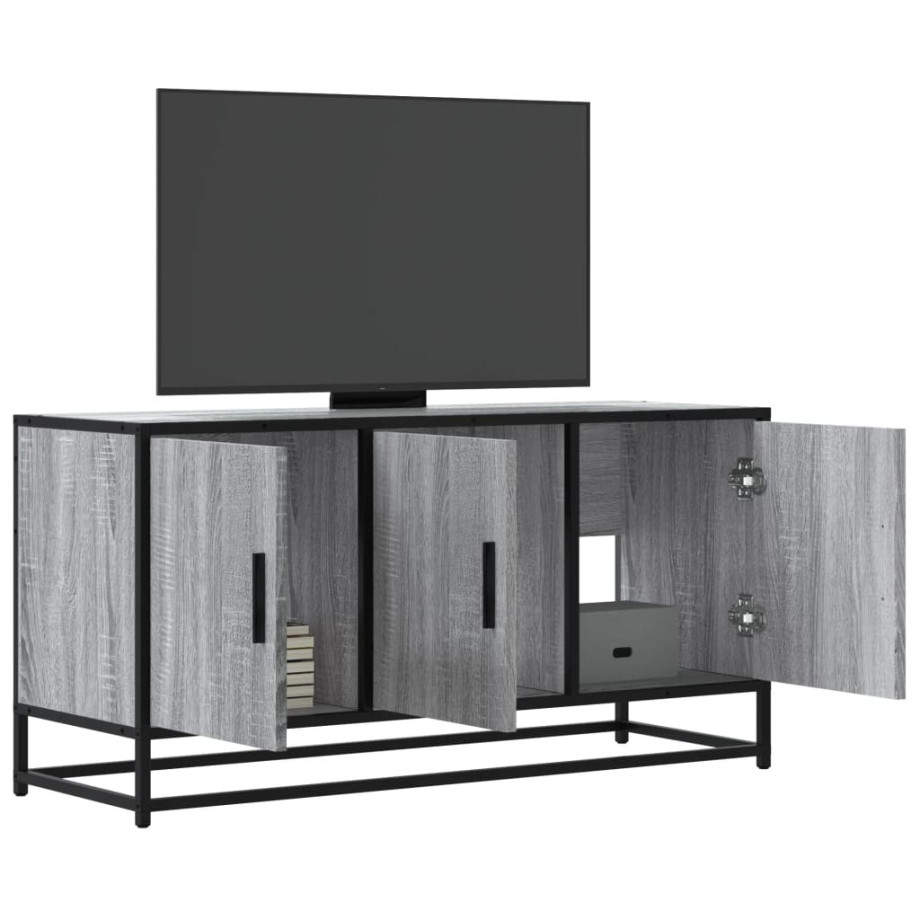 vidaXL Tv-meubel 100x35x50 cm bewerkt hout metaal grijs sonoma eiken afbeelding 1