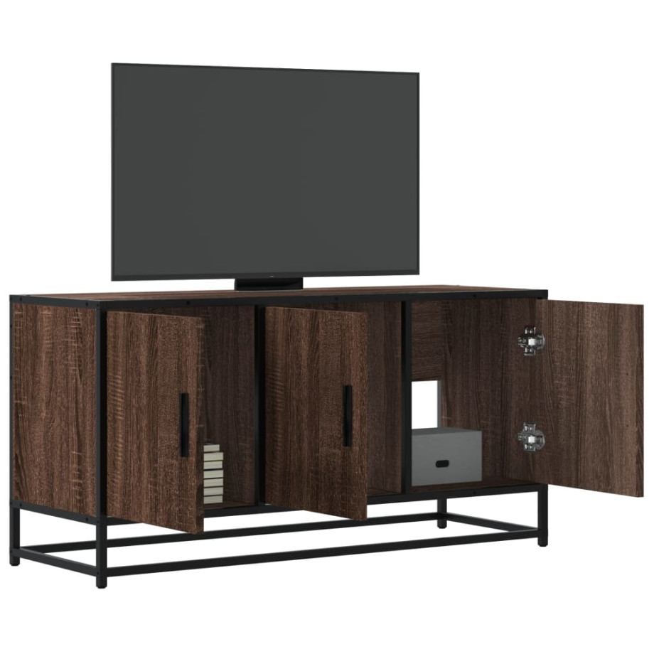 vidaXL Tv-meubel 100x35x50 cm bewerkt hout metaal bruin eikenkleur afbeelding 1