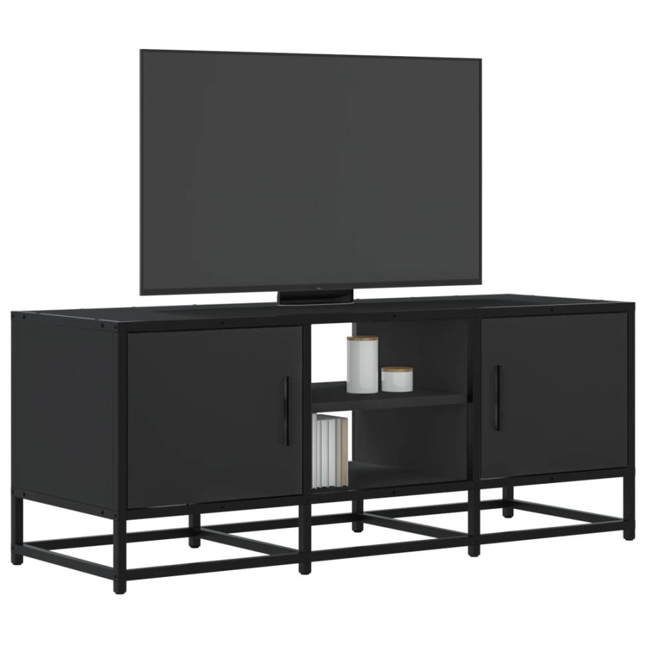 vidaXL Tv-meubel 100x35x41 cm bewerkt hout en metaal zwart afbeelding 1