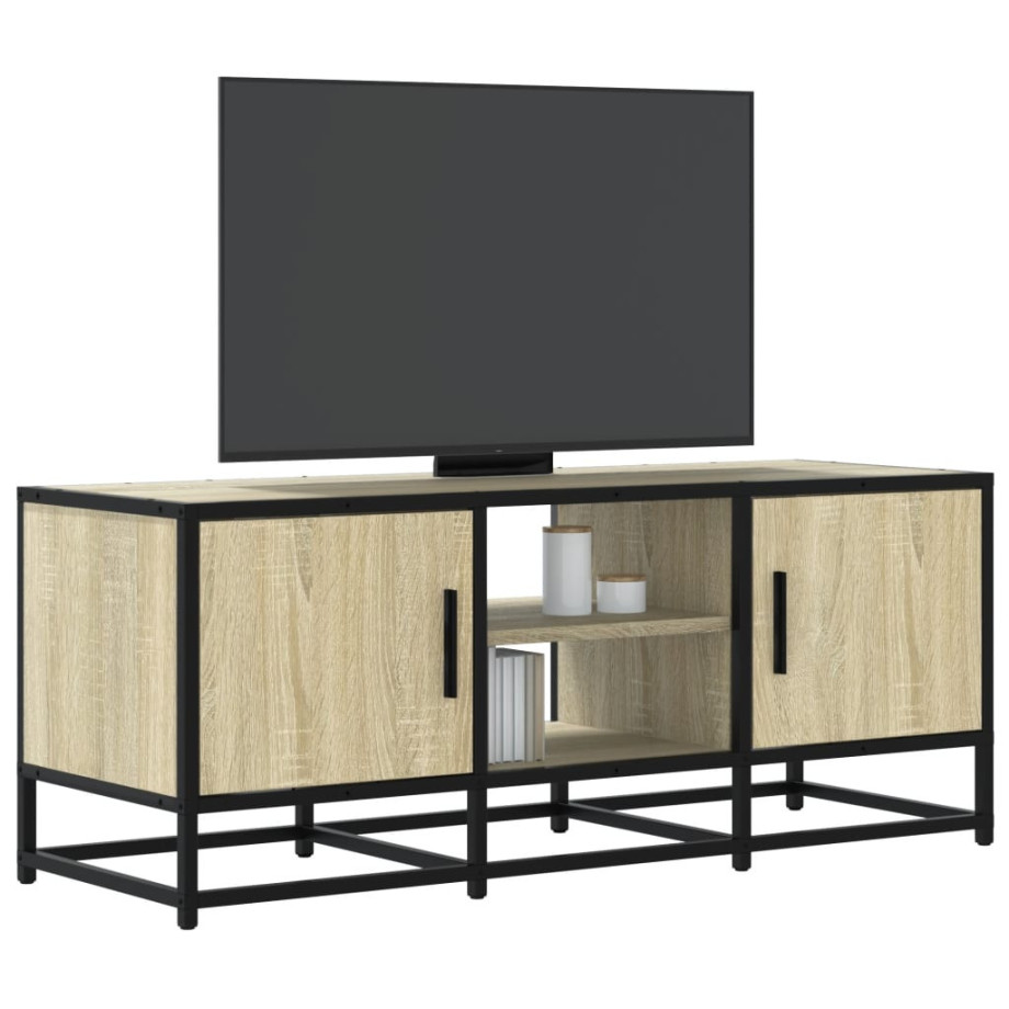 vidaXL Tv-meubel 100x35x41 cm bewerkt hout metaal sonoma eikenkleurig afbeelding 1