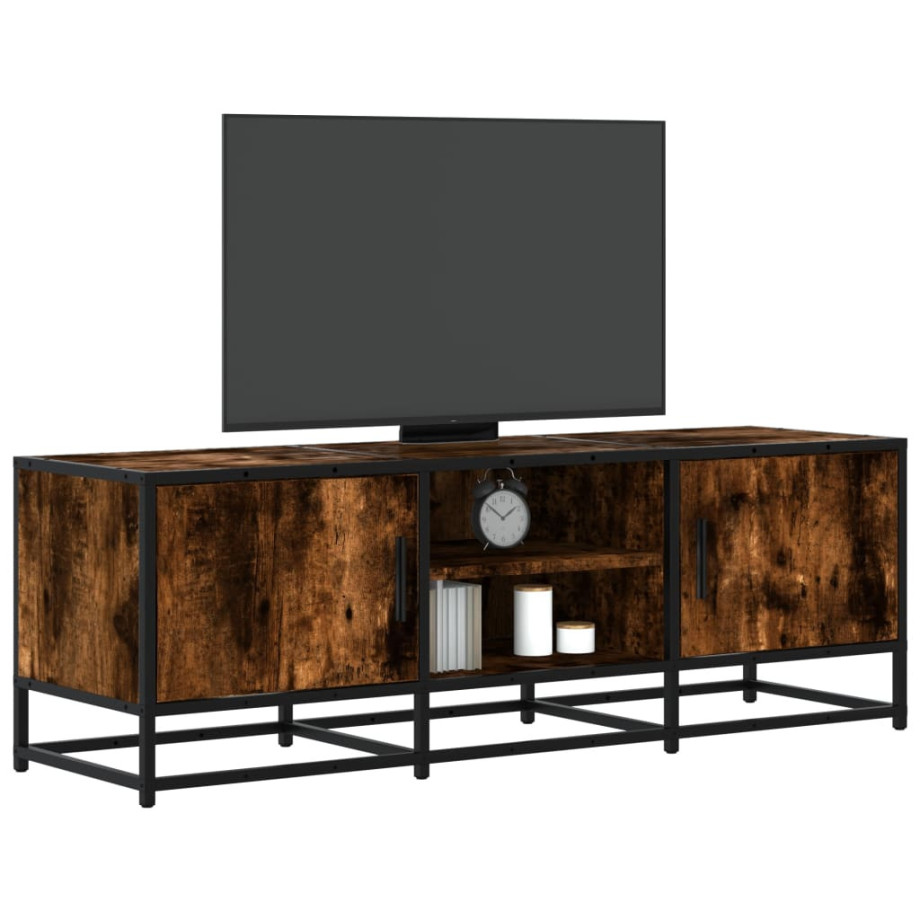 vidaXL Tv-meubel 120x35x41 cm bewerkt hout metaal gerookt eikenkleurig vidaXL Tv-meubel 120x35x41 cm bewerkt hout metaal gerookt eikenkleurig afbeelding 1