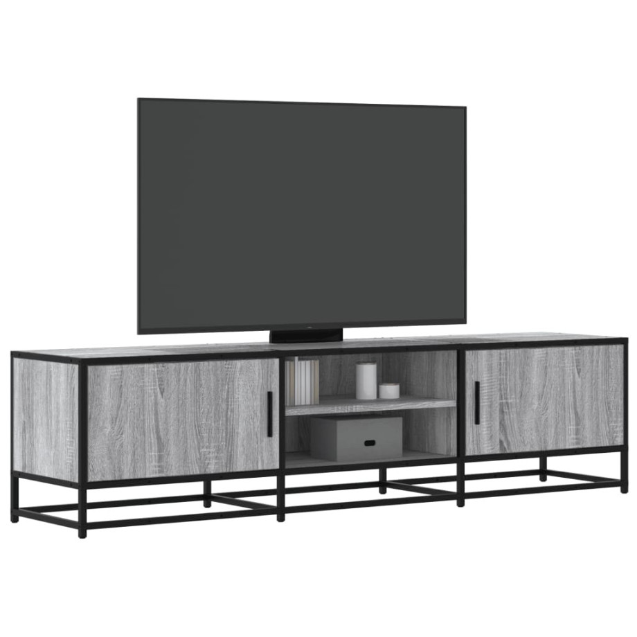 vidaXL Tv-meubel 160x35x41 cm bewerkt hout metaal grijs sonoma eiken afbeelding 1