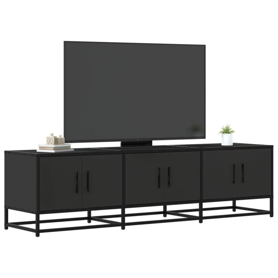 vidaXL Tv-meubel 150x35x41 cm bewerkt hout en metaal zwart afbeelding 1