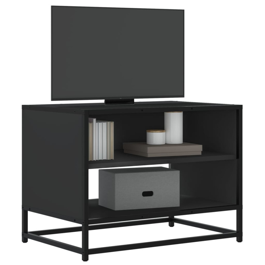 vidaXL Tv-meubel 61x40x46 cm bewerkt hout en metaal zwart vidaXL Tv-meubel 61x40x46 cm bewerkt hout en metaal zwart afbeelding 1