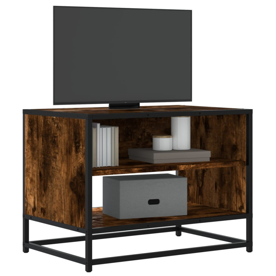 vidaXL Tv-meubel 61x40x46 cm bewerkt hout metaal gerookt eikenkleurig afbeelding 1