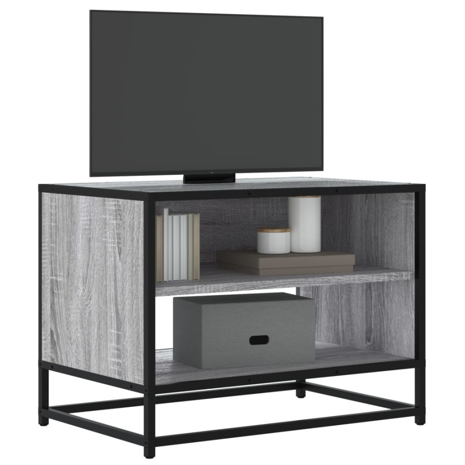 vidaXL Tv-meubel 61x40x46 cm bewerkt hout metaal grijs sonoma eiken afbeelding 1