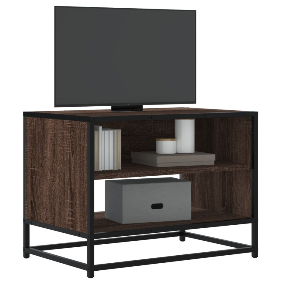 vidaXL Tv-meubel 61x40x46 cm bewerkt hout metaal bruin eikenkleur afbeelding 1