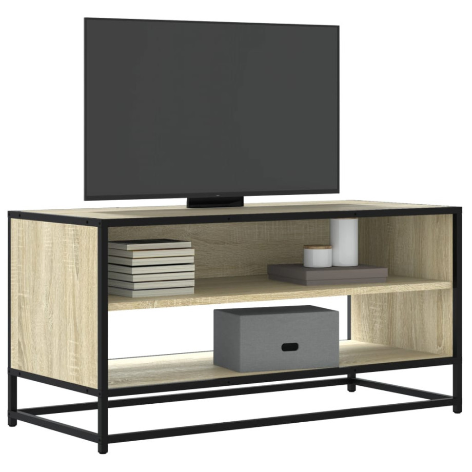 vidaXL Tv-meubel 91x40x46 cm bewerkt hout metaal sonoma eikenkleurig afbeelding 1