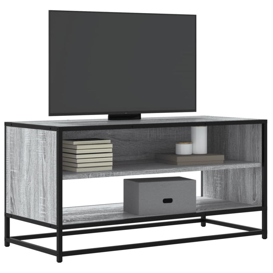 vidaXL Tv-meubel 91x40x46 cm bewerkt hout metaal grijs sonoma eiken afbeelding 1