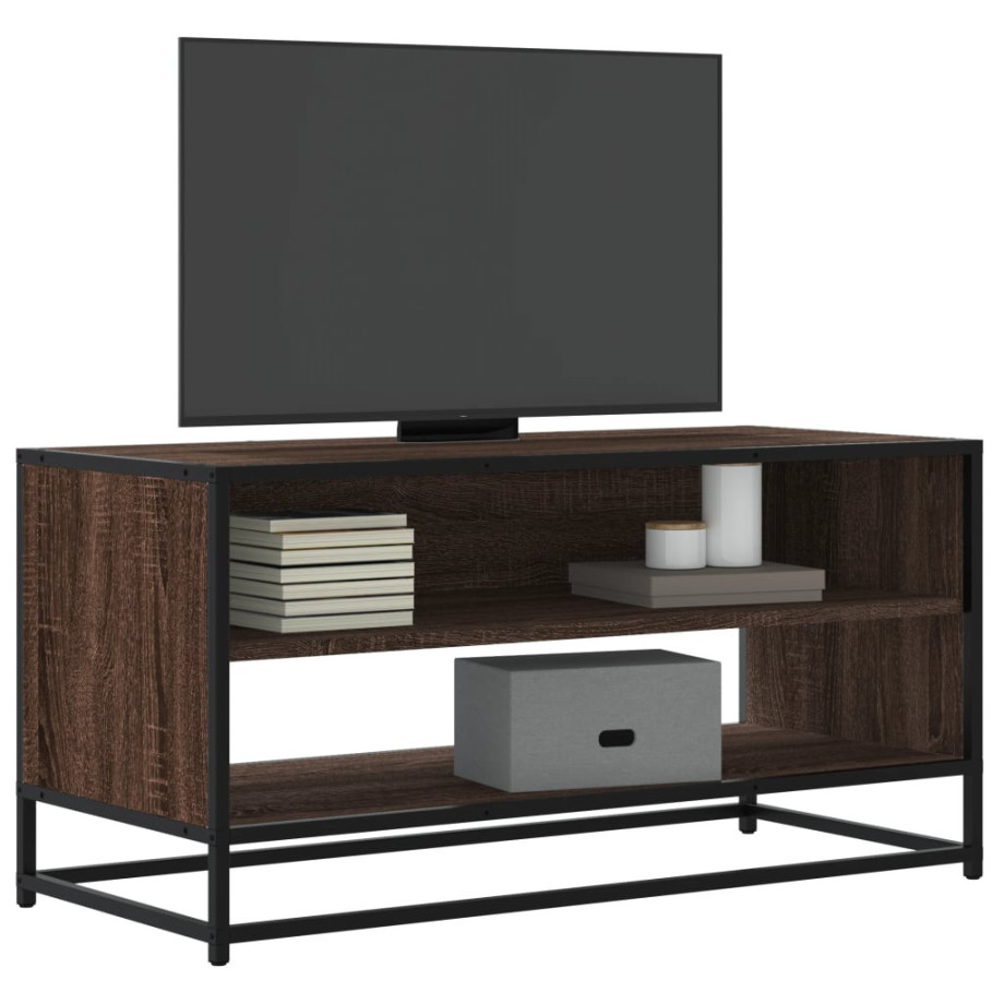 vidaXL Tv-meubel 91x40x46 cm bewerkt hout metaal bruin eikenkleur afbeelding 1