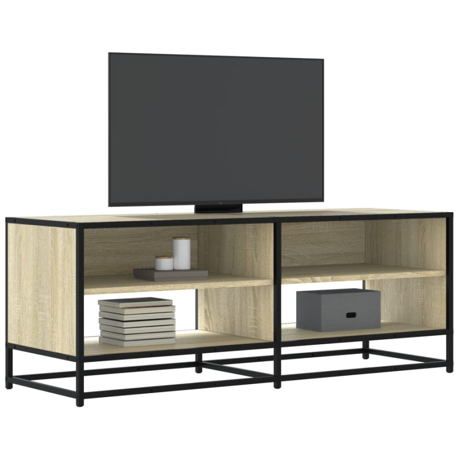 vidaXL Tv-meubel 120,5x40x46cm bewerkt hout metaal sonoma eikenkleurig afbeelding 1