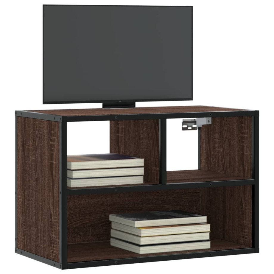 vidaXL Tv-meubel 60x31x39,5 cm bewerkt hout metaal bruin eikenkleurig vidaXL Tv-meubel 60x31x39,5 cm bewerkt hout metaal bruin eikenkleurig afbeelding 1