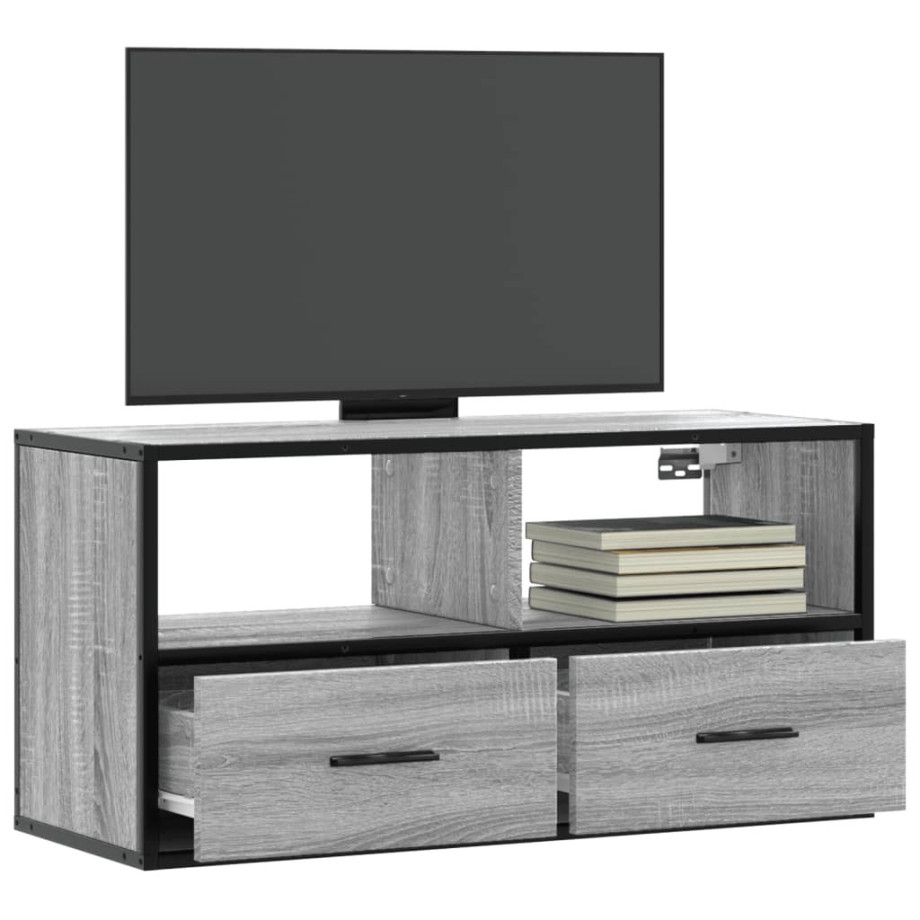 vidaXL Tv-meubel 80x31x39,5 cm bewerkt hout metaal grijs sonoma eiken afbeelding 1