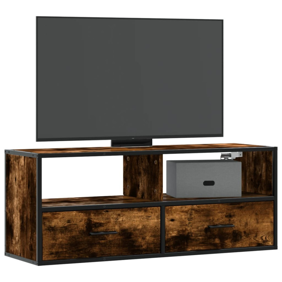 vidaXL Tv-meubel 100x31x39,5 cm bewerkt hout metaal gerookt eikenkleur afbeelding 1