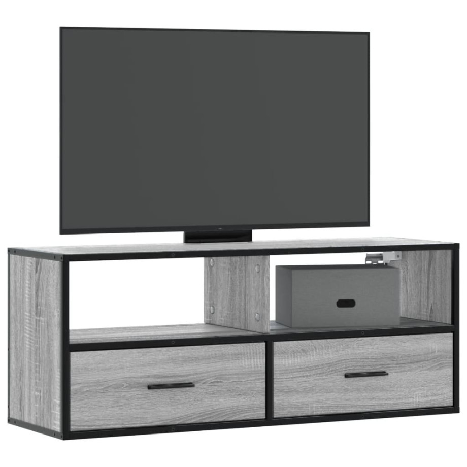 vidaXL Tv-meubel 100x31x39,5 cm bewerkt hout metaal grijs sonoma eiken afbeelding 1