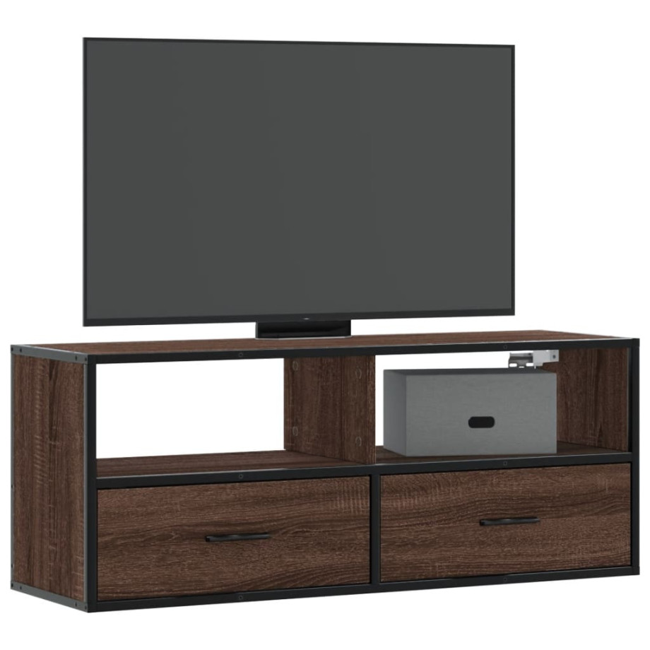 vidaXL Tv-meubel 100x31x39,5 cm bewerkt hout metaal bruin eikenkleurig afbeelding 1