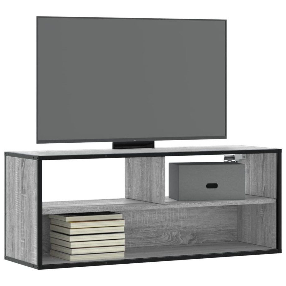 vidaXL Tv-meubel 100x31x39,5 cm bewerkt hout metaal grijs sonoma eiken afbeelding 1