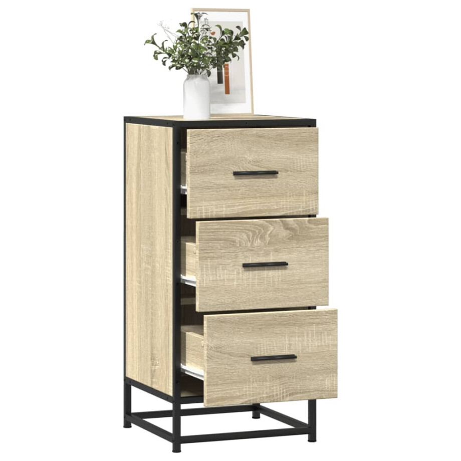 vidaXL Dressoir 35,5x35x76 cm bewerkt hout en metaal sonoma eikenkleur vidaXL Dressoir 35,5x35x76 cm bewerkt hout en metaal sonoma eikenkleur afbeelding 1