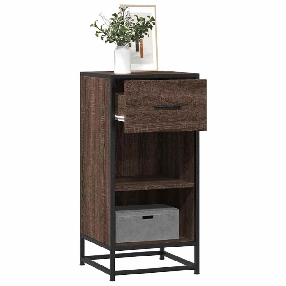 vidaXL Dressoir 35,5x35x76 cm bewerkt hout en metaal bruin eikenkleur afbeelding 1