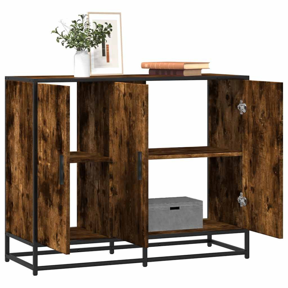 vidaXL Dressoir 94x35x76 cm bewerkt hout gerookt eikenkleurig afbeelding 1