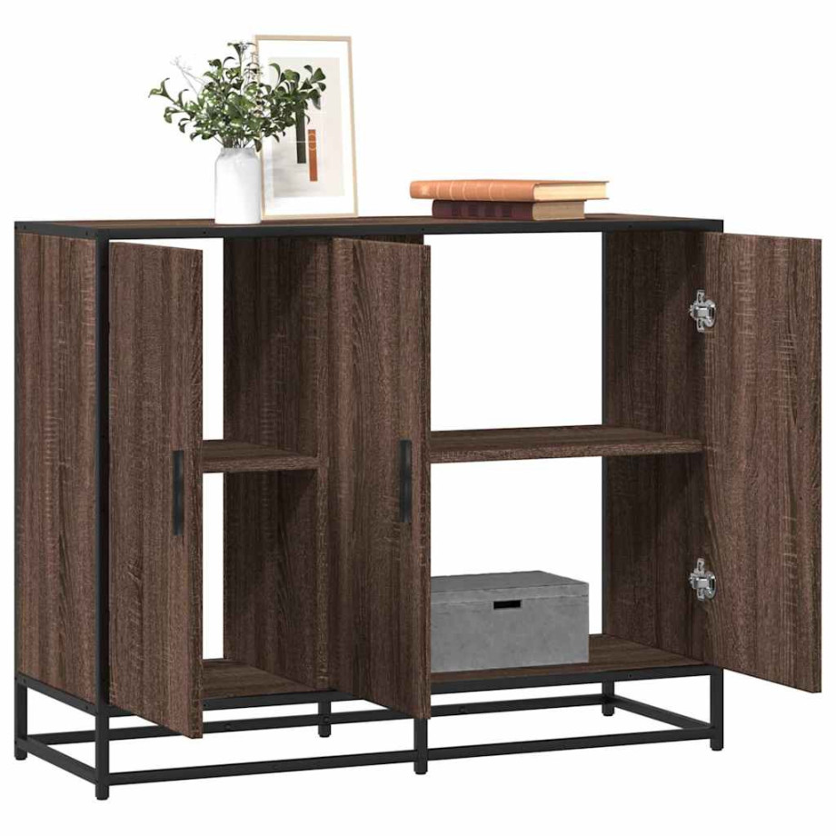 vidaXL Dressoir 94x35x76 cm bewerkt hout bruin eikenkleur afbeelding 1