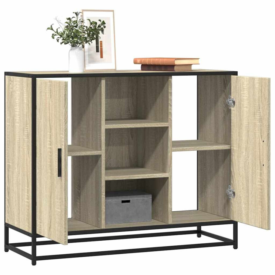 vidaXL Dressoir 92x35x76 cm bewerkt hout sonoma eikenkleurig afbeelding 1