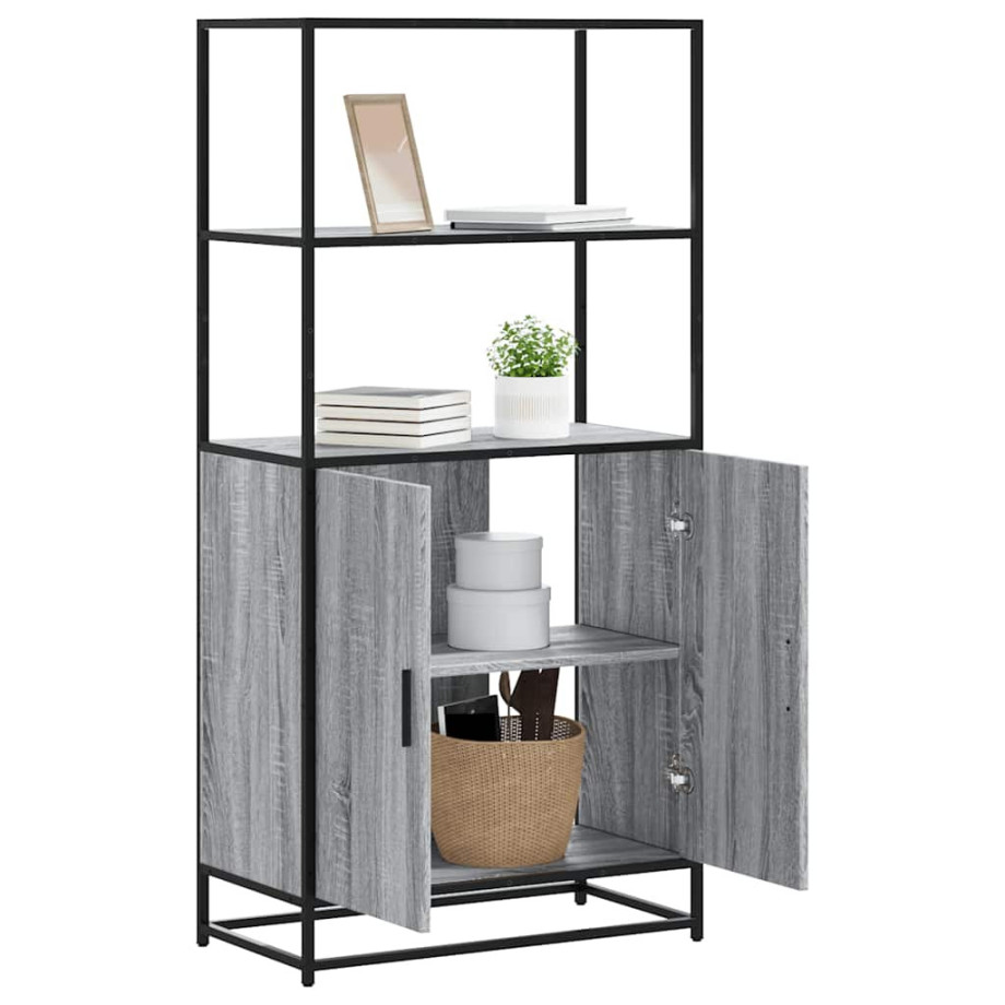 vidaXL Hoge kast 68x35x139cm bewerkt hout en metaal grijs sonoma eiken afbeelding 1