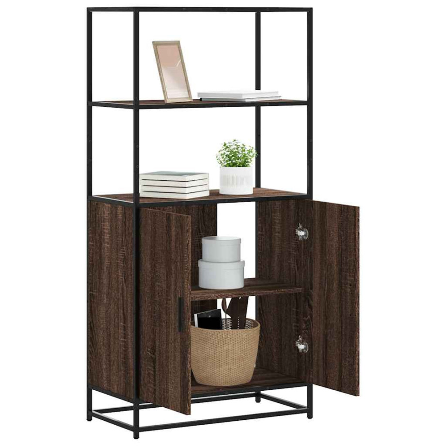 vidaXL Hoge kast 68x35x139 cm bewerkt hout en metaal bruin eikenkleur vidaXL Hoge kast 68x35x139 cm bewerkt hout en metaal bruin eikenkleur afbeelding 1