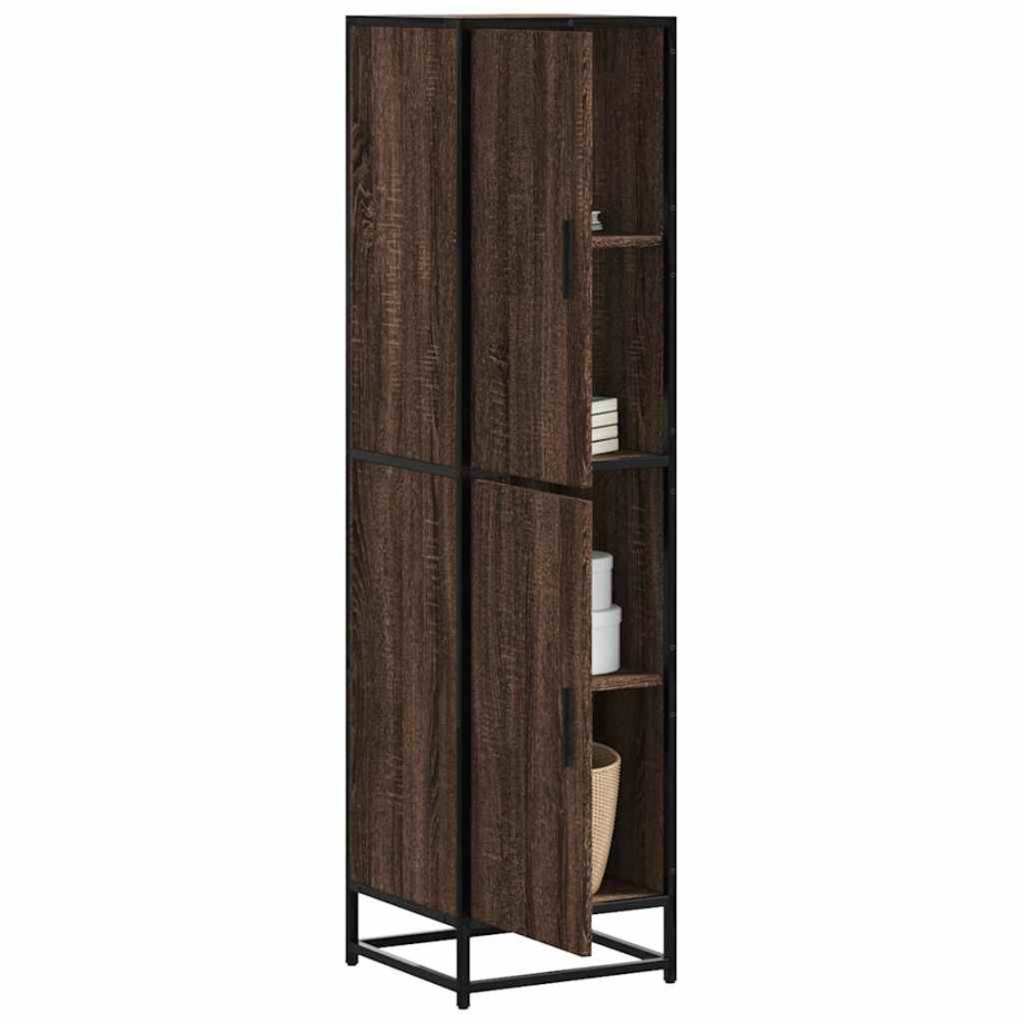 vidaXL Hoge kast 35,5x35x139 cm bewerkt hout en metaal bruin eiken vidaXL Hoge kast 35,5x35x139 cm bewerkt hout en metaal bruin eiken afbeelding 1