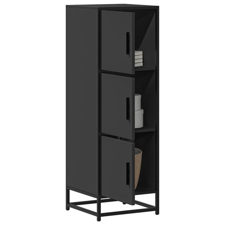 vidaXL Hoge kast 35,5x35x106,5 cm bewerkt hout en metaal zwart vidaXL Hoge kast 35,5x35x106,5 cm bewerkt hout en metaal zwart afbeelding 1