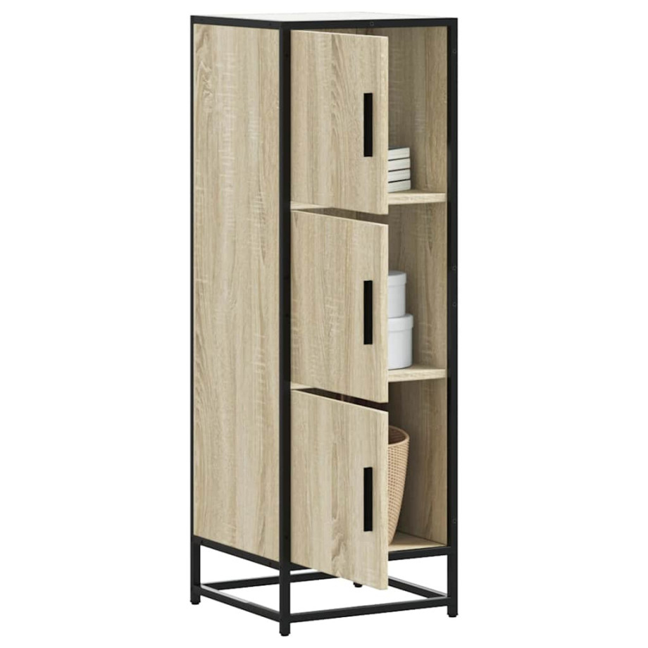 vidaXL Hoge kast 35,5x35x106,5 cm bewerkt hout en metaal sonoma eiken afbeelding 1