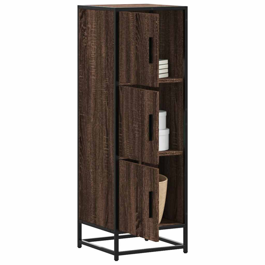 vidaXL Hoge kast 35,5x35x106,5 cm bewerkt hout en metaal bruin eiken vidaXL Hoge kast 35,5x35x106,5 cm bewerkt hout en metaal bruin eiken afbeelding 1
