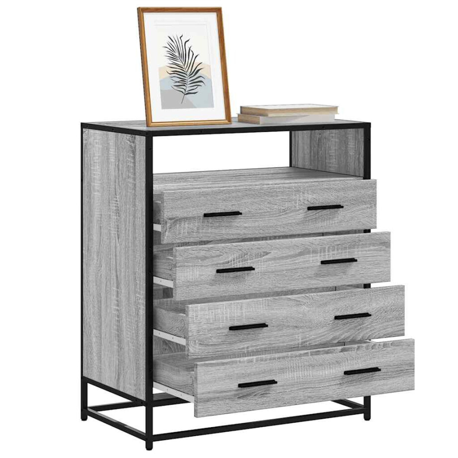 vidaXL Ladekast 70x41x83,5 cm bewerkt hout grijs sonoma eikenkleurig vidaXL Ladekast 70x41x83,5 cm bewerkt hout grijs sonoma eikenkleurig afbeelding 1