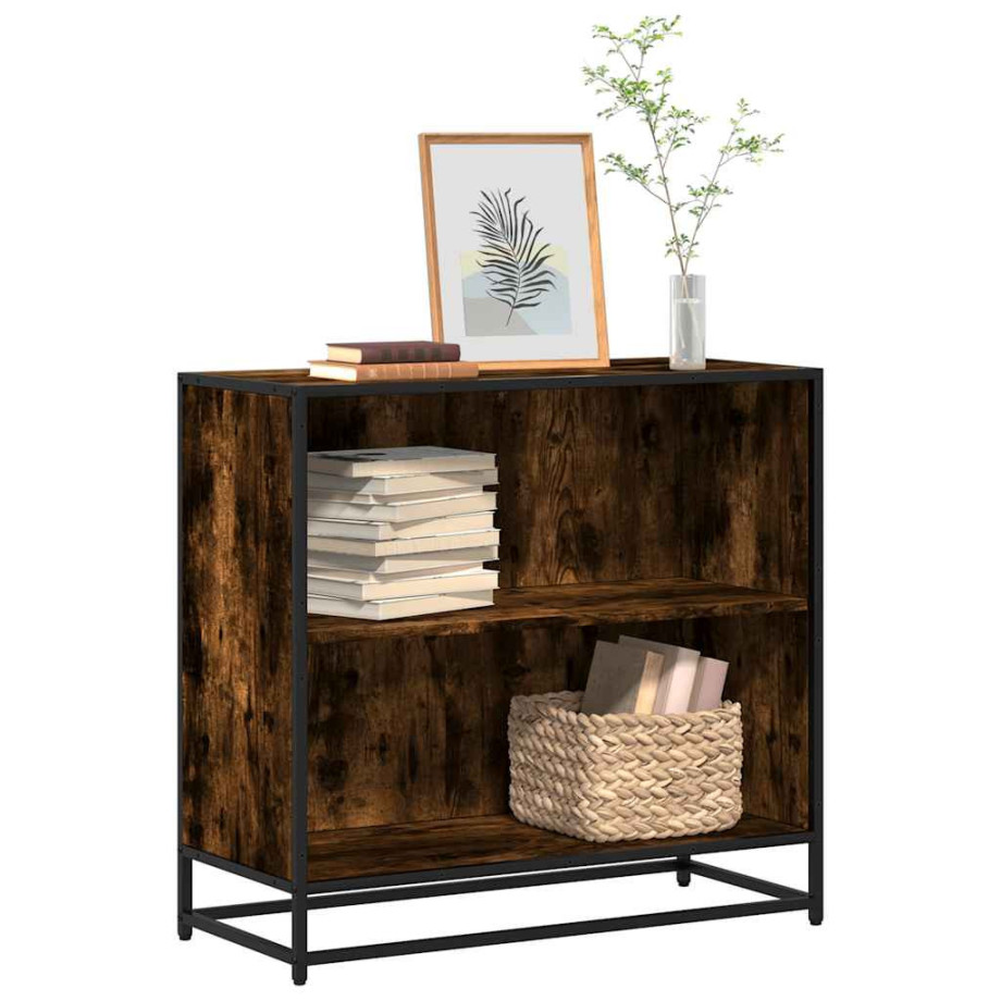 vidaXL Boekenkast 80,5x35x76 cm bewerkt hout gerookt eikenkleurig afbeelding 1